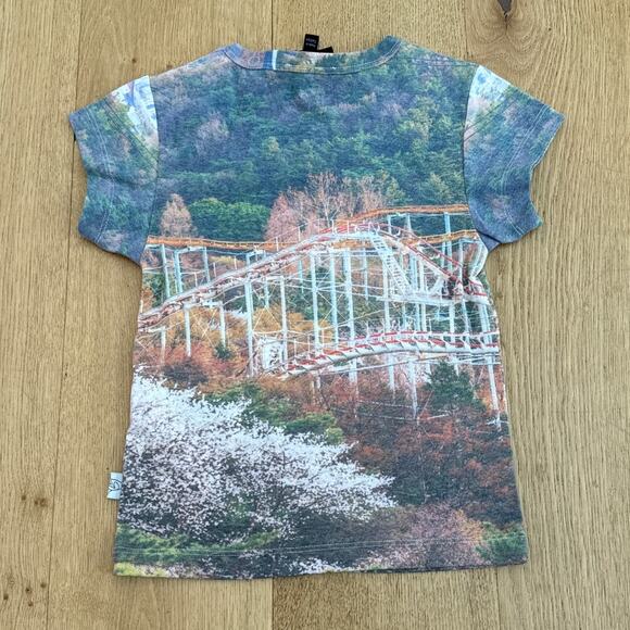 Basic Pleasure Mode Tee Rollercoaster Print Size 6 Blue Green - Picture 3 of 3